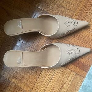 Tan Jeffrey Campbell Kitten Heel Mules